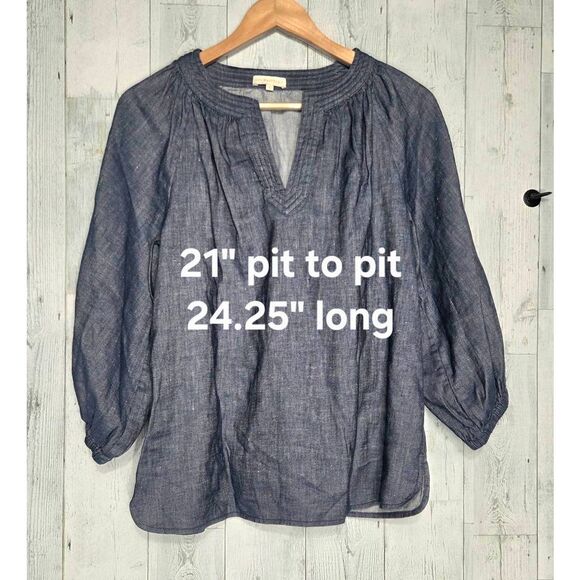 Ann Mashburn Oversized Mature Lagenlook Coastal Cowgirl Chambray Top Sz. S - Picture 2 of 6